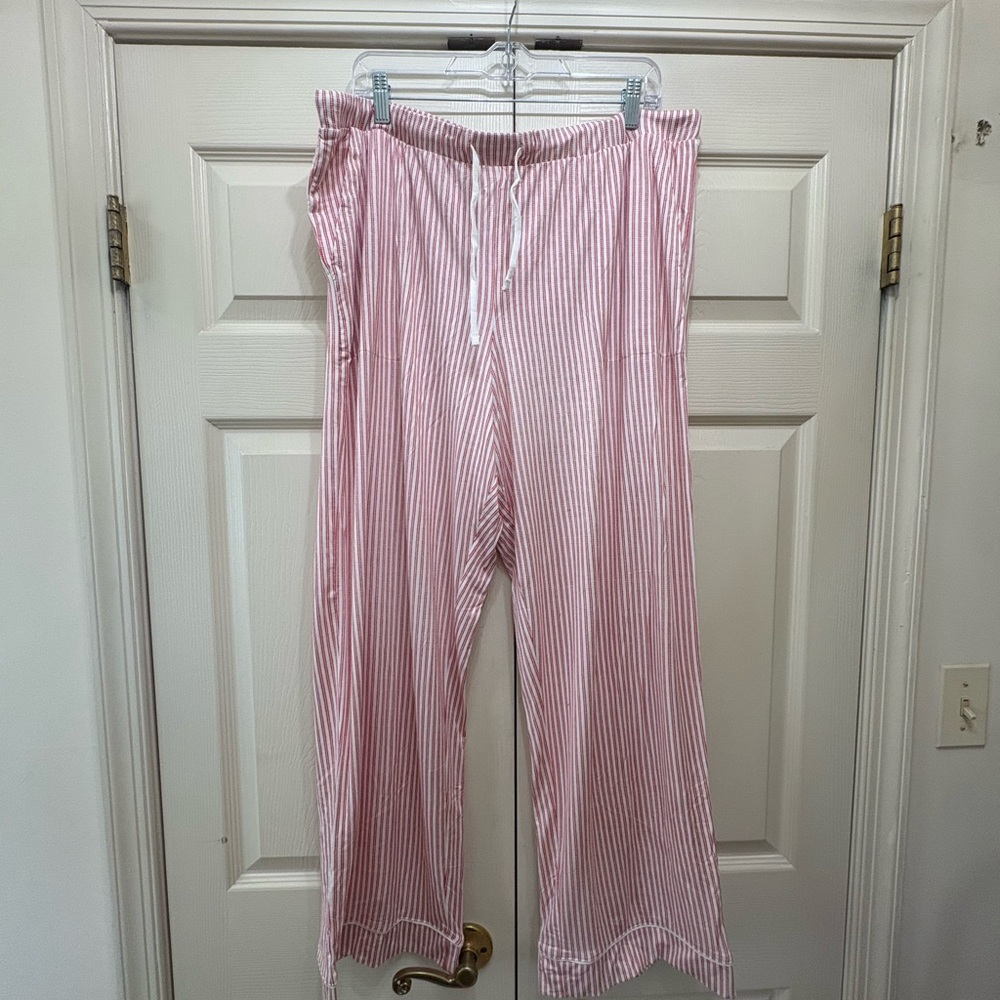 Auden Red and White Striped Drawstring Lounge Pants